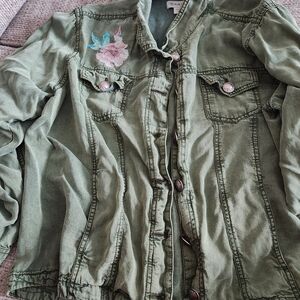 Ariat Olive Utility Jacket with Floral Embroidery